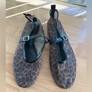 H&M Brown Mesh Leopard Print Flats